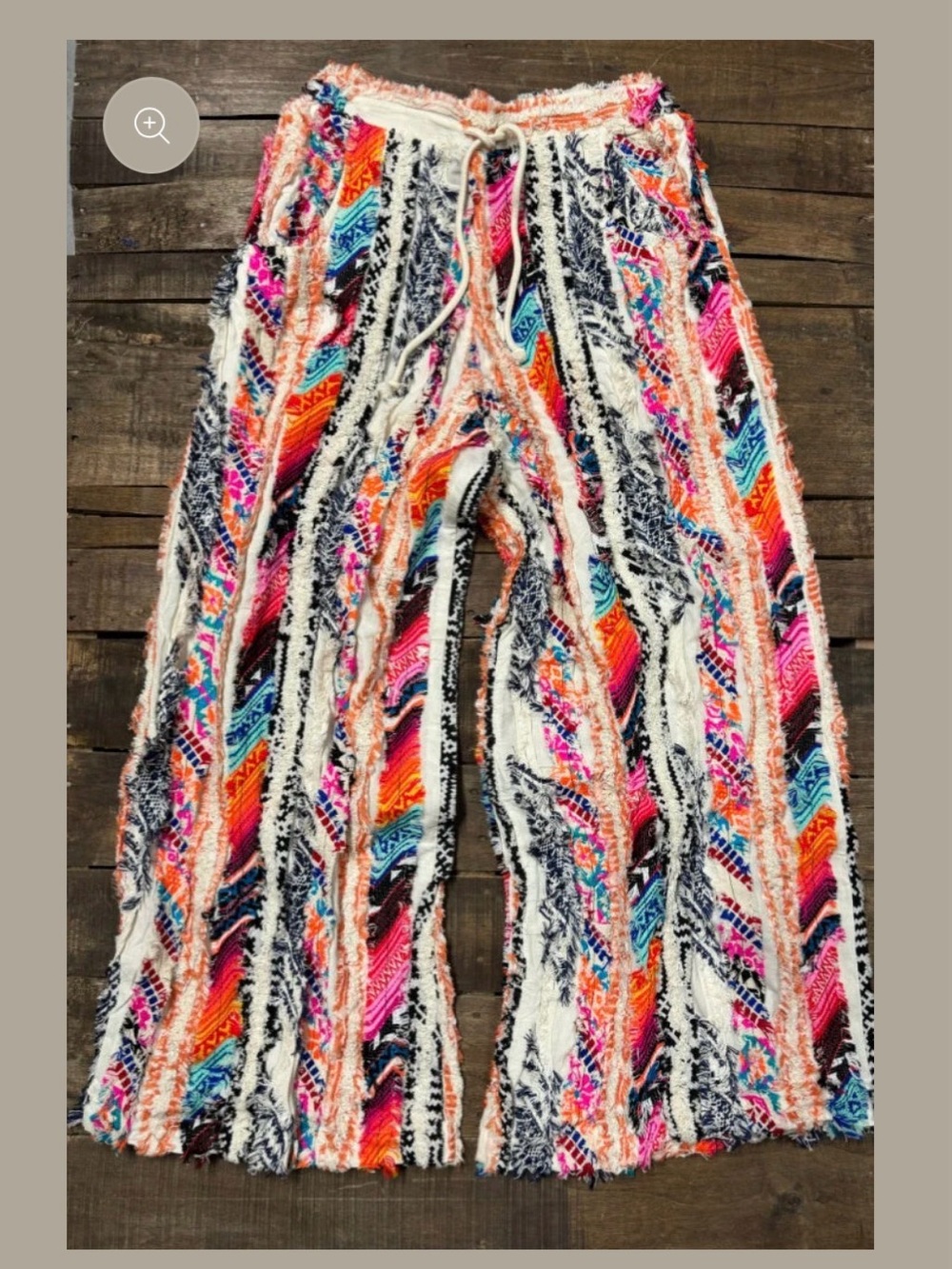Wide Leg Boho Stripe Drawstring Pants in Multicolor